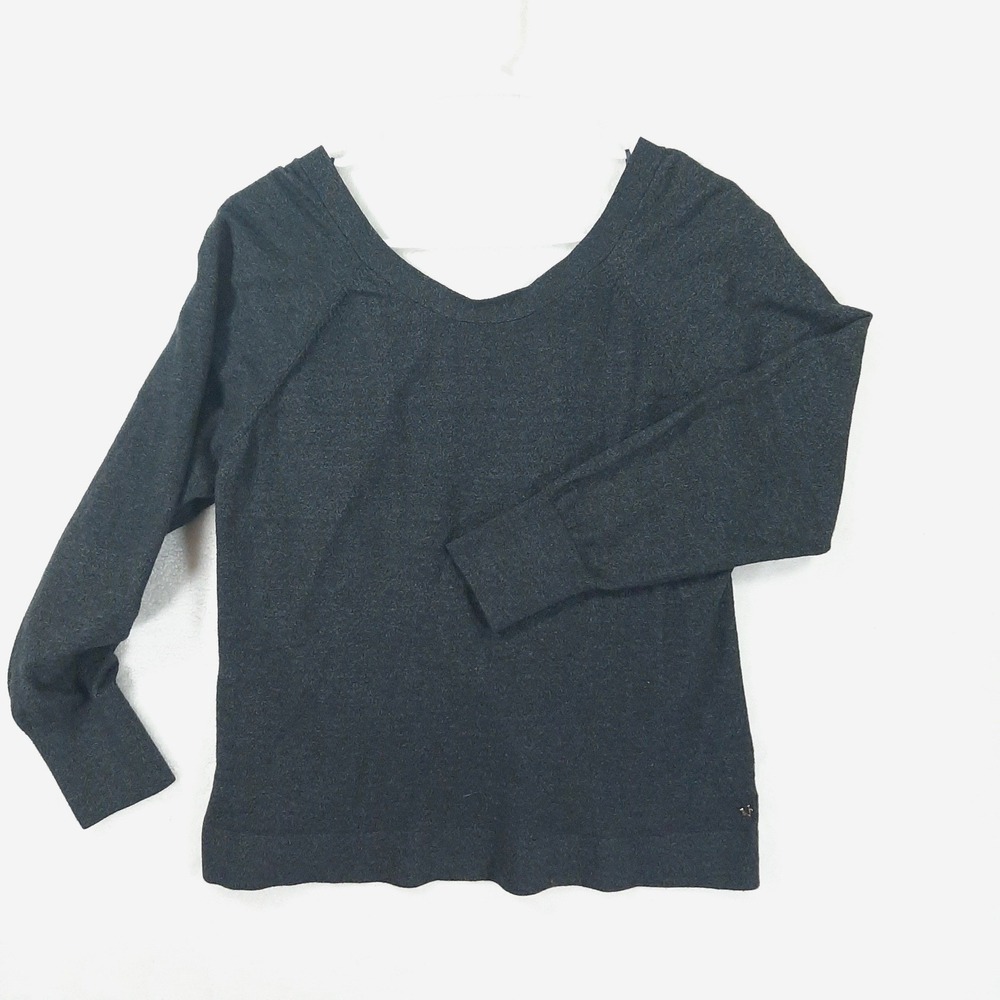 Victorias Secret Charcoal Grey Twist Back Knit Sweater Long Sleeve Womens Lg